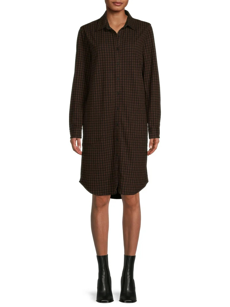 Blu White Blu's Women's Plaid Button Down Dress - Walmart.com | Walmart (US)