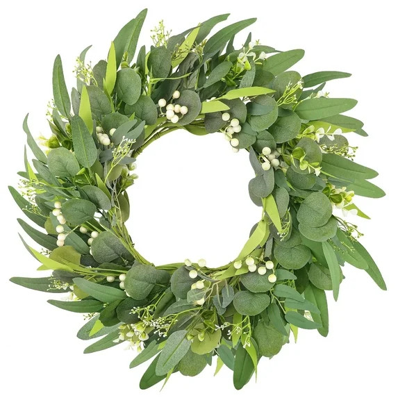 Spring Summer Wreath 24 Inch for Front Door Decor Eucalyptus Green Summer Wreath for Porch Room F... | Walmart (US)
