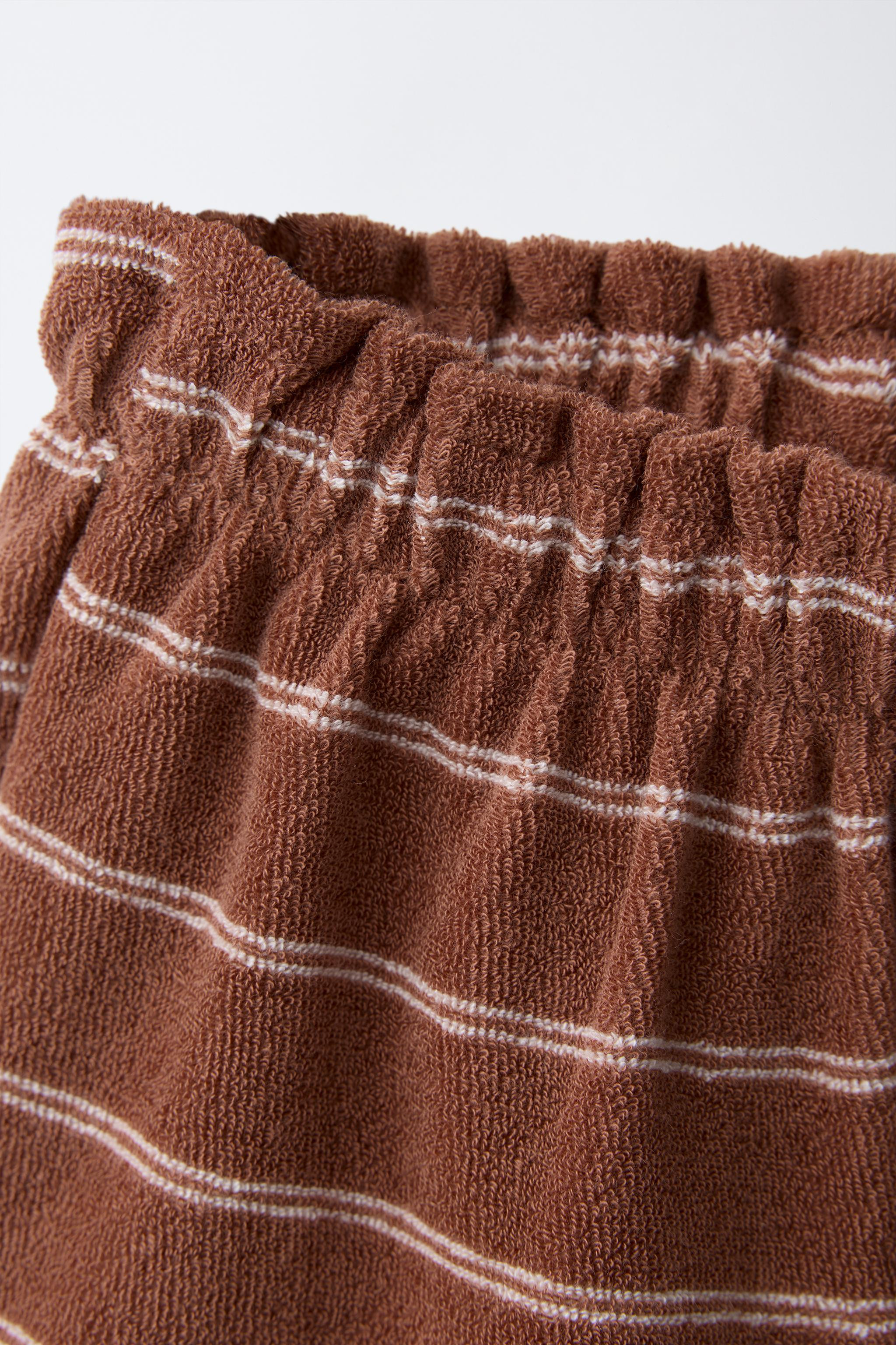 TOWEL EFFECT STRIPED T-SHIRT AND BERMUDA SET | Zara US