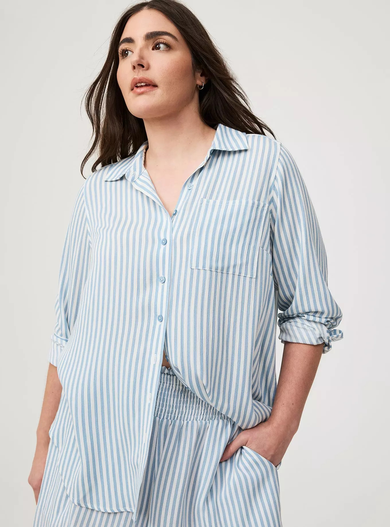 Lizzie Button-Up Long Sleeve Shirt | Torrid (US & Canada)
