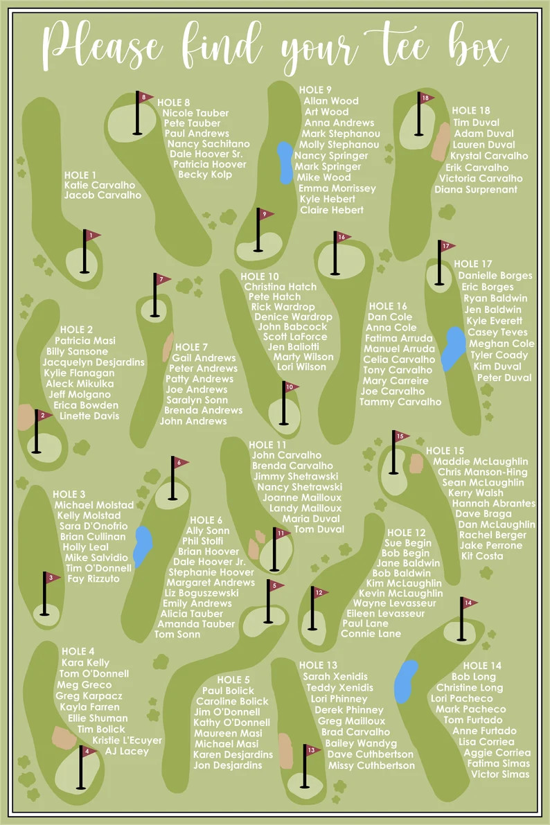 Golf Seating Chart, Custom Digital Download, Printable Seating Chart, Wedding, Parties - Etsy | Etsy (US)