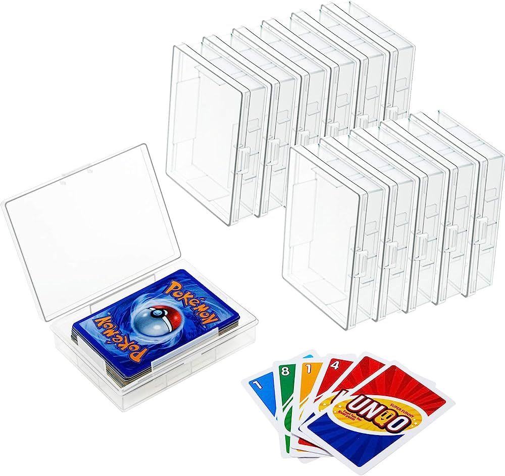 12 Pieces Card Deck Boxes Empty Plastic Storage Box Card Holder Clear Card Case, Snaps Closed | Amazon (US)