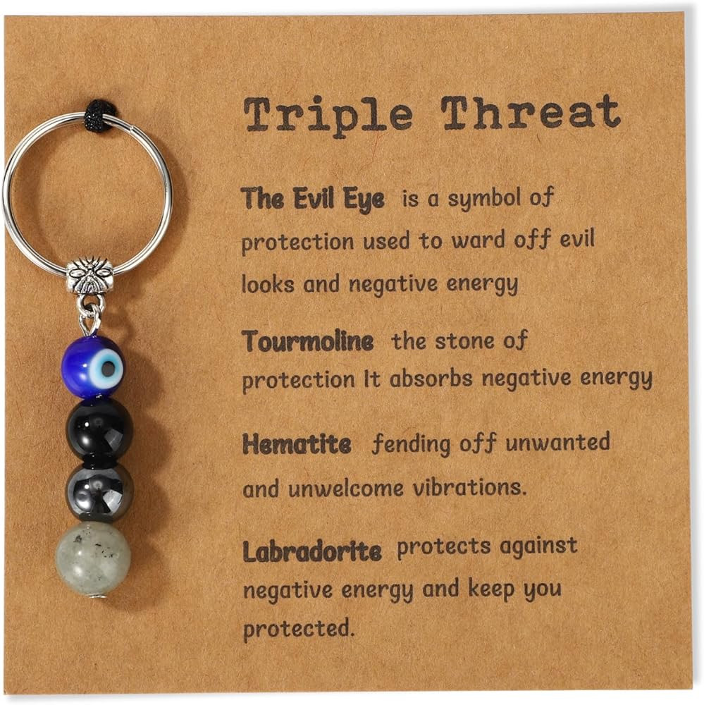 Evil Eye Keychain Crystal Keychain, Good Luck Keychains Evil Eye Key Chain with Card Relaxation G... | Amazon (US)