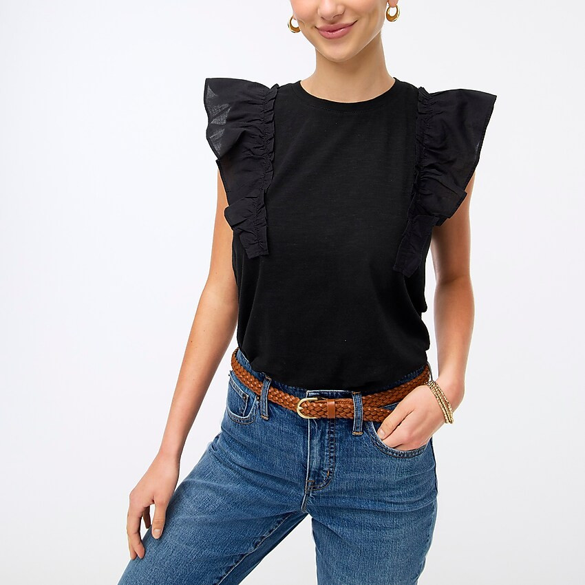 Poplin flutter-sleeve tee | J.Crew Factory