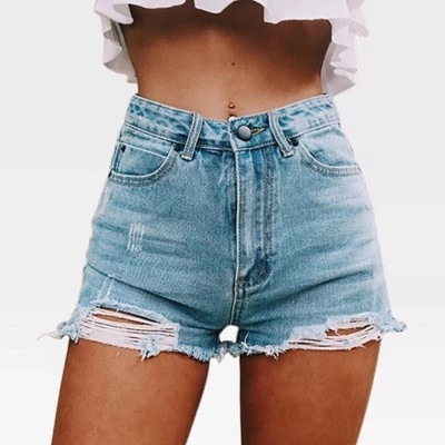 Garvee Women's Frayed Denim Shorts High Waist Jean Shorts Summer Hot Shorts Ripped Jeans Shorts,Light blue - Small | Target