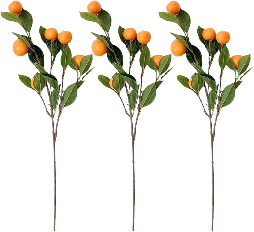 Asodomo 3 Pcs Artificial Tangerine Branches 25.6 Inch Simulation Orange Branches Faux Fruit Picks... | Amazon (US)