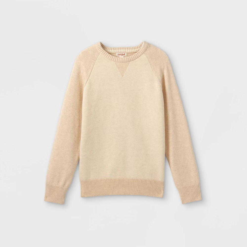Boys' Baseball Crew Neck Sweater - Cat & Jack Cream XXL, Ivory | Target