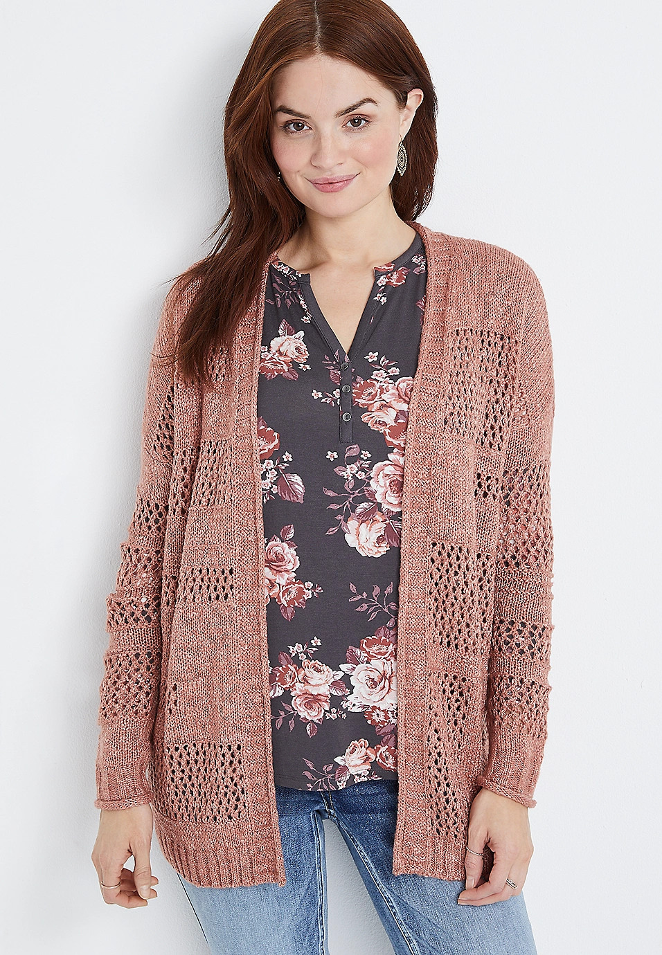 Patchwork Open Stitch Cardigan | Maurices