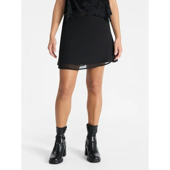 No Boundaries Chiffon A-Line Mini Skirt, Women's | Walmart (US)