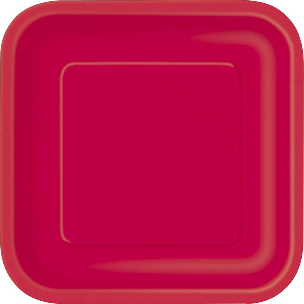 Unique Square Dinner Paper Plates - 9', Ruby Red, 14 Pcs | Amazon (US)