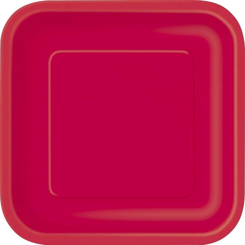 Unique Square Dinner Paper Plates - 9', Ruby Red, 14 Pcs | Amazon (US)