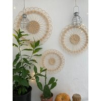 Set Of 3 | Rattan Sunflower Wall Decor Boho Hanging | Etsy (US)