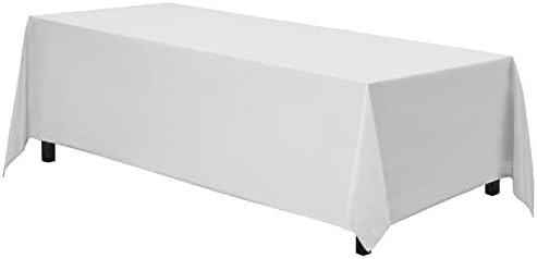 Pomp White 90" x 132" Inch Premium Polyester Tablecloth | Wrinkle + Stain Resistant Easy Care Fabric | Amazon (US)