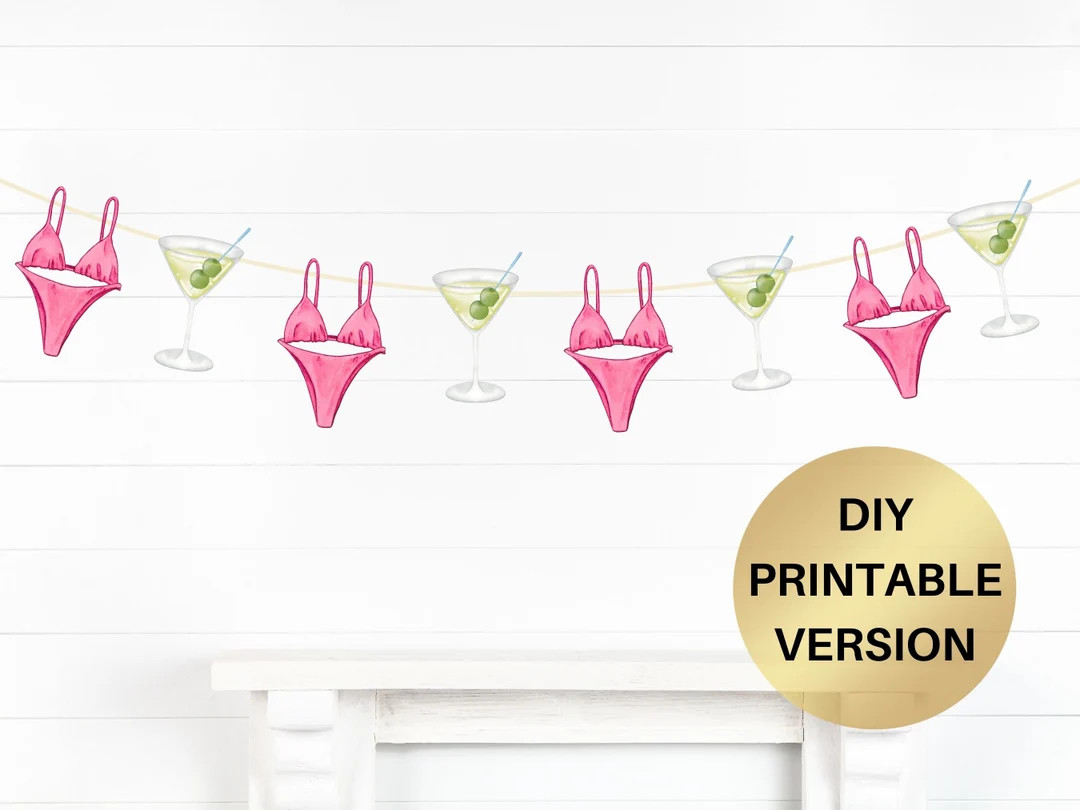 Bikinis and Martinis Banner Martini Themed Party Decorations Bikini bach banner, martini bar Bach... | Etsy (US)