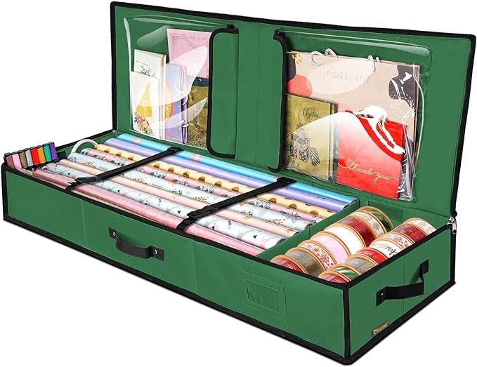 BALEINE Wrapping Paper Storage Organizer with Flexible Partitions and Pockets, 40" Durable 600D O... | Amazon (US)