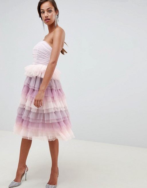 ASOS EDITION tiered tulle bandeau midi dress | ASOS US