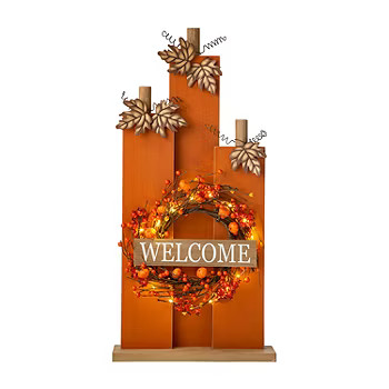 Glitzhome Fall Lighted Wooden Pumpkin Decor Thanksgiving Porch Sign | JCPenney