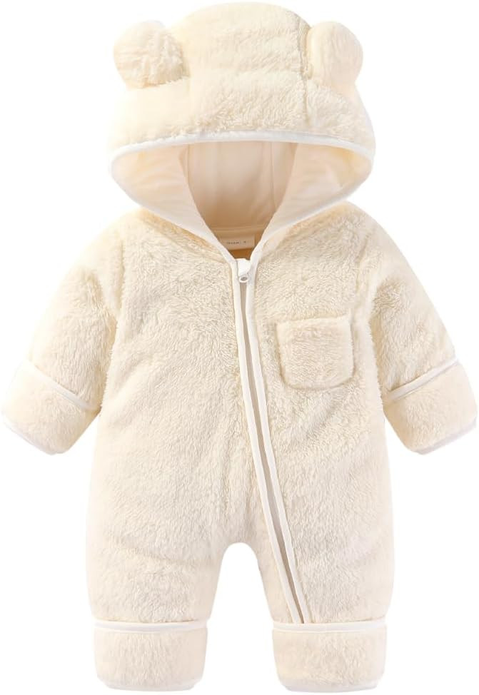 XIFAMNIY Newborn Baby Winter Snowsuit - Bear Outfit Fleece Warm Jumpsuit Romper Hooded Clothes fo... | Amazon (US)