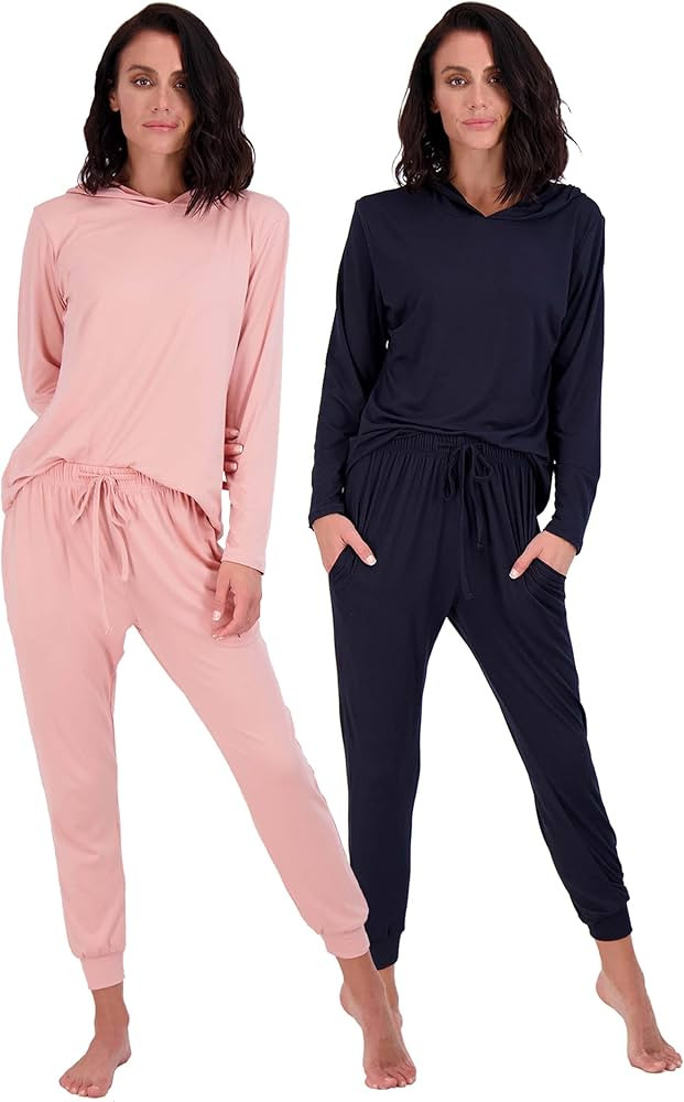 Real Essentials 4 Piece: Women's Long Sleeve Pullover Hoodie Henley Sweatshirt & Jogger Set- Athl... | Amazon (US)