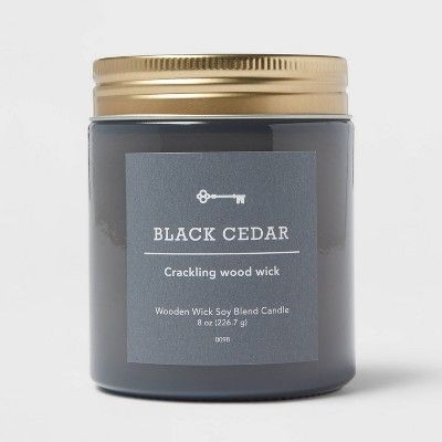 Tinted Glass Black Cedar Lidded Jar Candle Gray 8oz - Threshold™ | Target