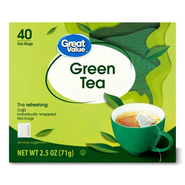 Great Value Green Tea Bags, 2.5 oz, 40 Count - Walmart.com | Walmart (US)