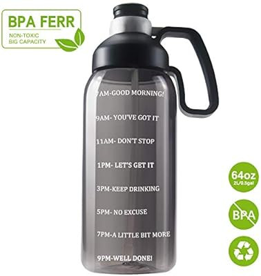64 OZ Water Bottle with Straw, Motivational Water Bottle with Time Marker Clear Large Water Bottl... | Amazon (US)