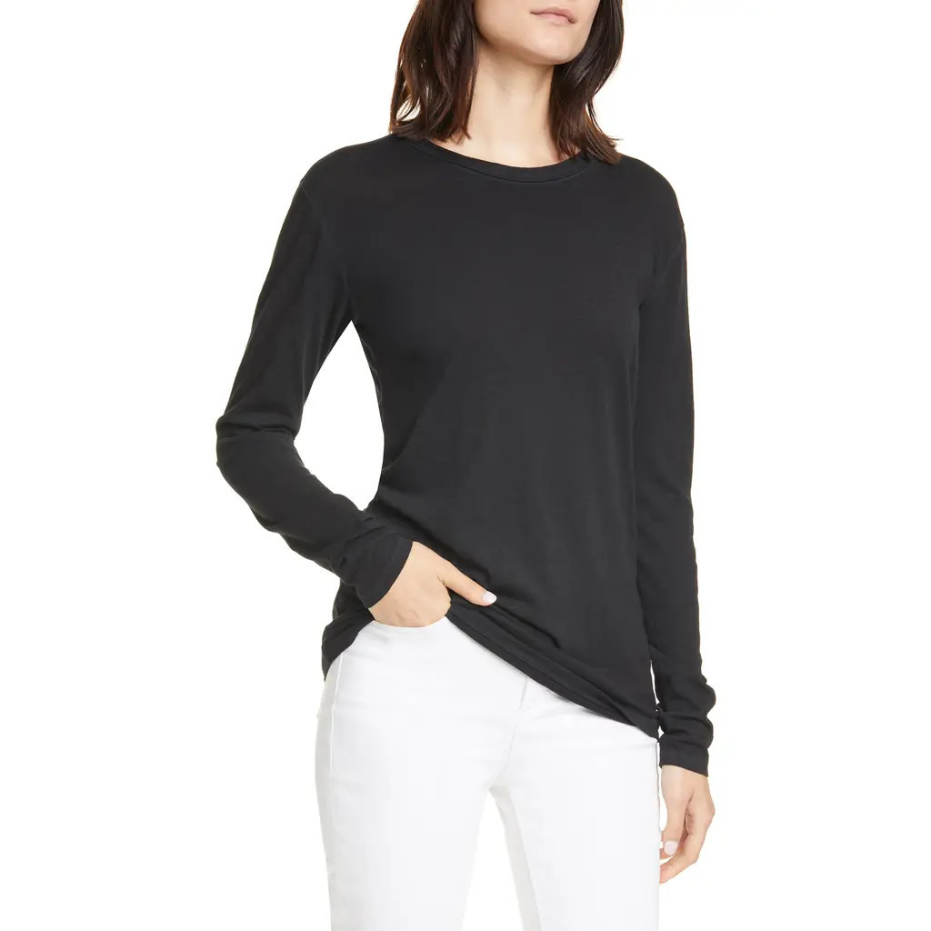 rag & bone The Long Sleeve Tee in Black at Nordstrom, Size X-Large | Nordstrom