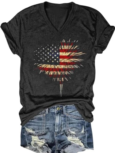 Women's T-Shirts V-Neck Dragonfly Tee Cute Summer Graphic Shirts Vintage Boho Flowers Short Sleev... | Amazon (US)