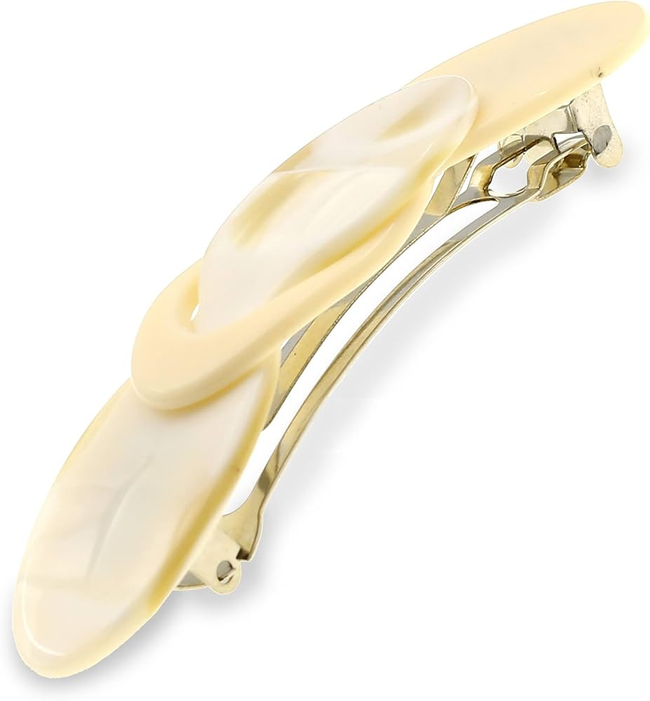 Camila Paris CP2337 French Hair Barrette Clip for Girls Handmade Cream Pearl, Metal Automatic Cla... | Amazon (US)