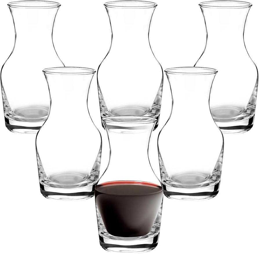 Set of 6 Single Serving Wine Carafe Individual Glass Decanter 6.5oz Mini Refill Decanters for Din... | Amazon (US)