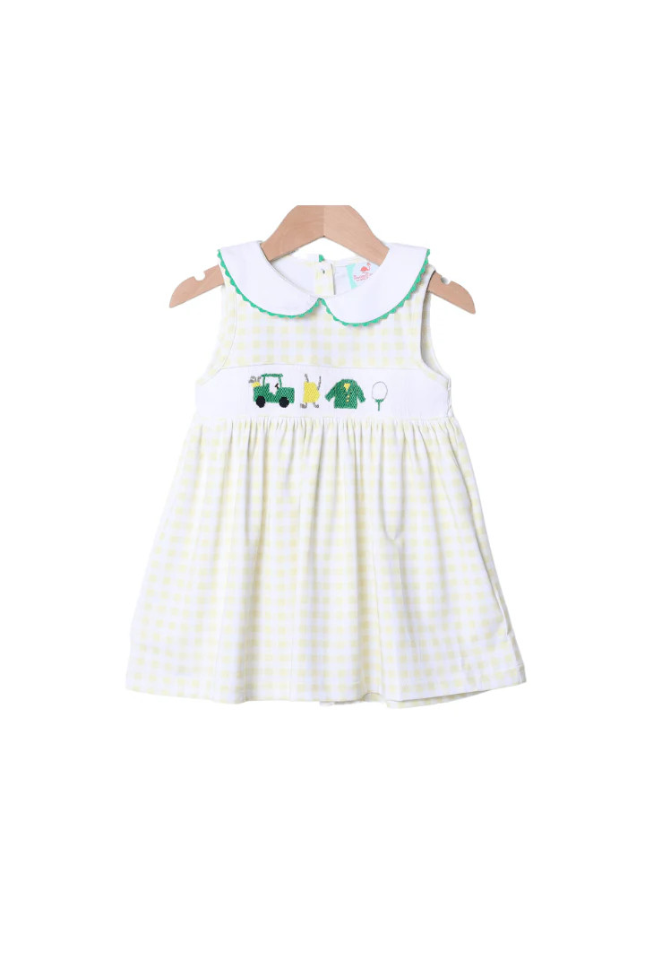 Smocked Golf Classics Yellow Gingham Dress | The Smocked Flamingo