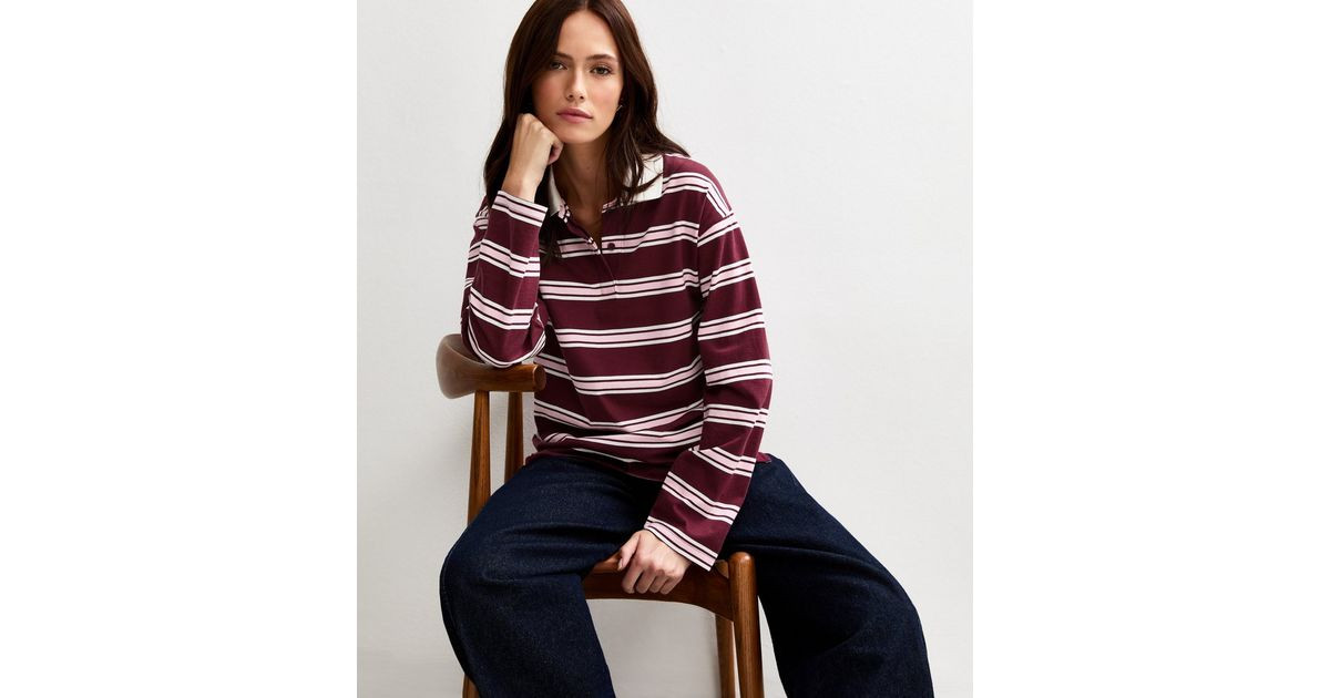 Red Striped Long Sleeve Rugby Top | New Look | New Look (UK)