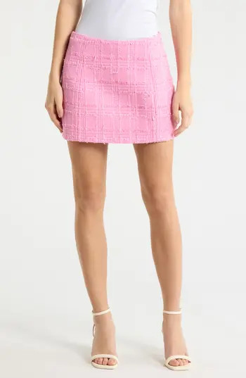 Naked Wardrobe Tweed Miniskirt in Pink Frosting at Nordstrom Rack, Size X-Large | Nordstrom Rack