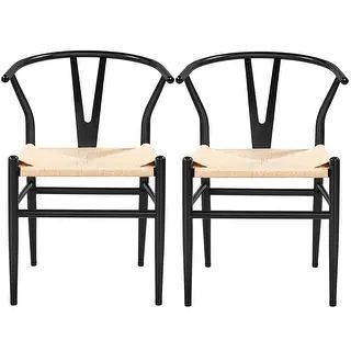 Yaheetech Modern Weave Y-Shaped Dining Chair with Solid Metal Frame - Overstock - 35452202 | Bed Bath & Beyond