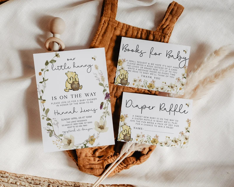 Classic Winnie the Pooh Baby Shower Invitation, Classic Winnie the Pooh Baby Shower Invite, Baby ... | Etsy (US)