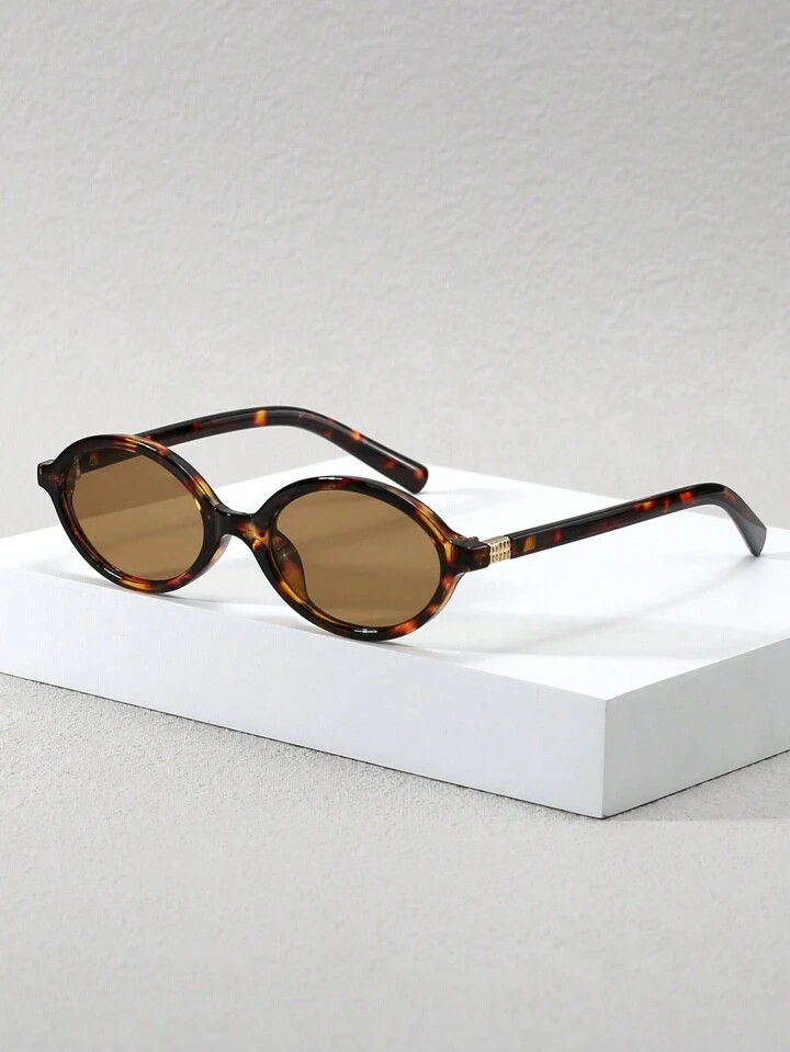 1pc Women's Oval Small Frame Metal Temple Decoration Fashion Street Style Fashion Glasses Preppy Style For Back To School | SHEIN