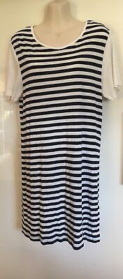 NWT All About Eve Navy & White Striped Nautical T-shirt Dress Size 12 | eBay AU