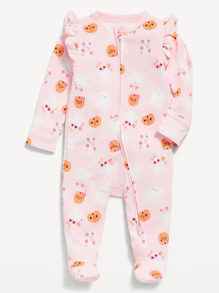2-Way-Zip Sleep & Play Ruffle-Shoulder Footed One-Piece for Baby | Old Navy (US)