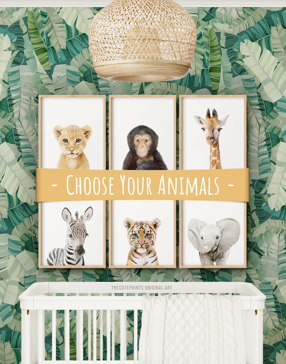 Jungle Animal Prints Safari Nursery Print Set of Baby - Etsy | Etsy (US)