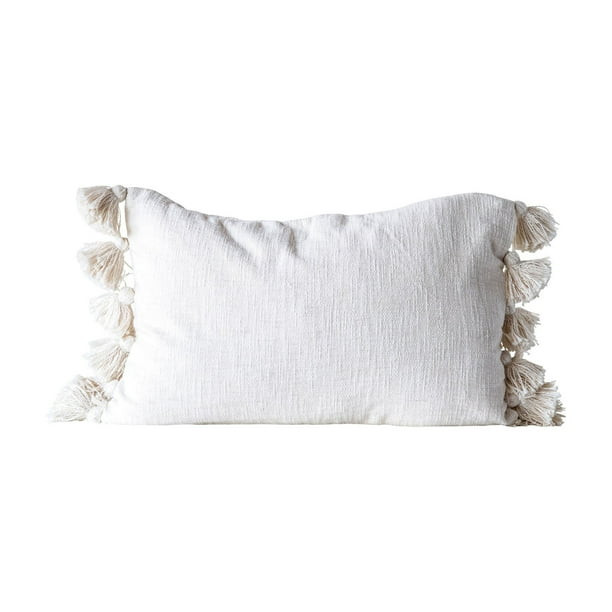 Woven Slub Throw Pillow with Plush Tassels by 3R Studios | Walmart (US)