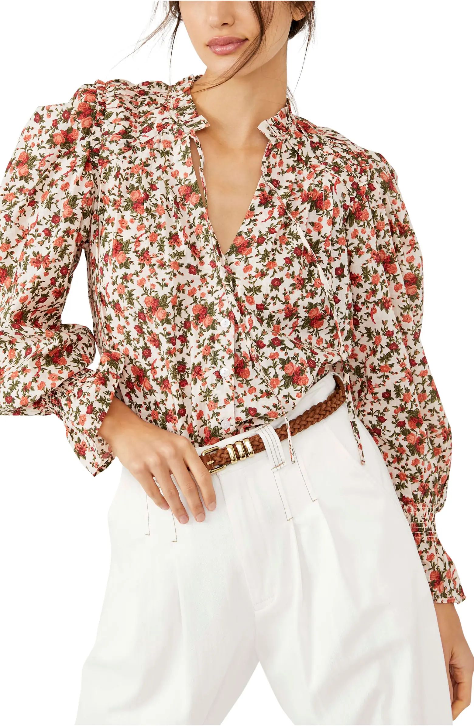 Free People Meant To Be Floral Cotton Blouse | Nordstrom | Nordstrom