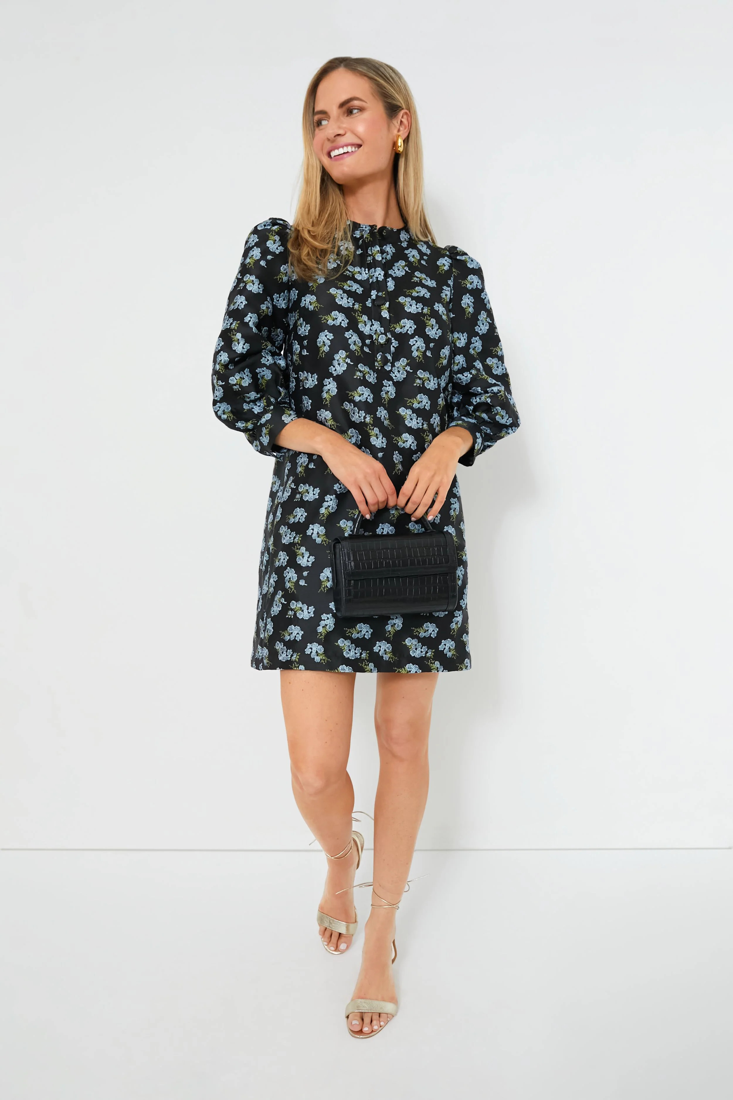 Black Heirloom Jacquard Samantha Dress | Tuckernuck (US)