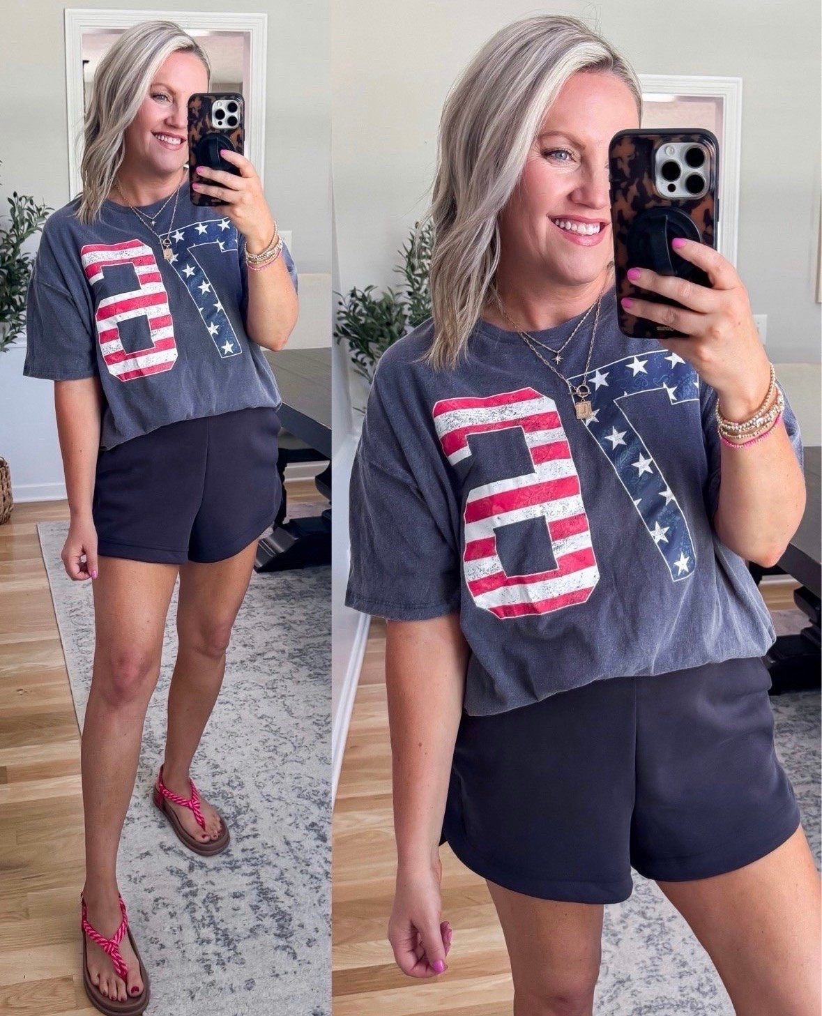 BESTSELLER! This patriotic graphic tee is one of my favorite casual looks for summer. The oversized fit pairs perfectly with shorts, denim, or even over a swimsuit for all your Fourth of July plans.

patriotic outfit, fourth of july outfit, graphic tee, summer style, casual outfit, holiday outfit, red white and blue, america tee, amazon fashion, summer essentials, vacation outfit, everyday style, lovelylifestyling

#LTKTravel #LTKSeasonal #LTKOver40