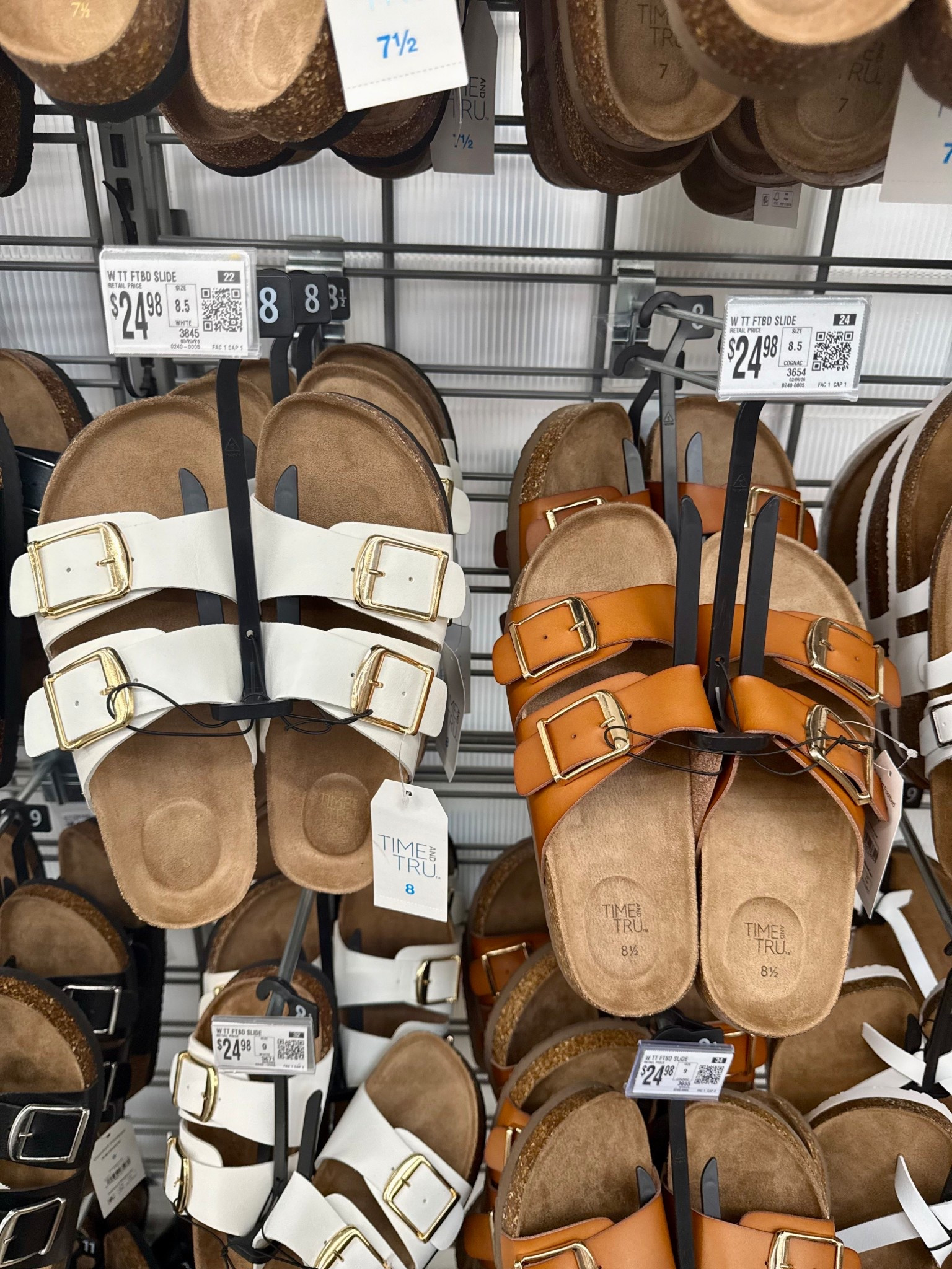 Popular Walmart footbed sandals 😍

Spring sandals summer slides cork buckle wide vacation travel cognac white comfy everyday casual Time and Tru