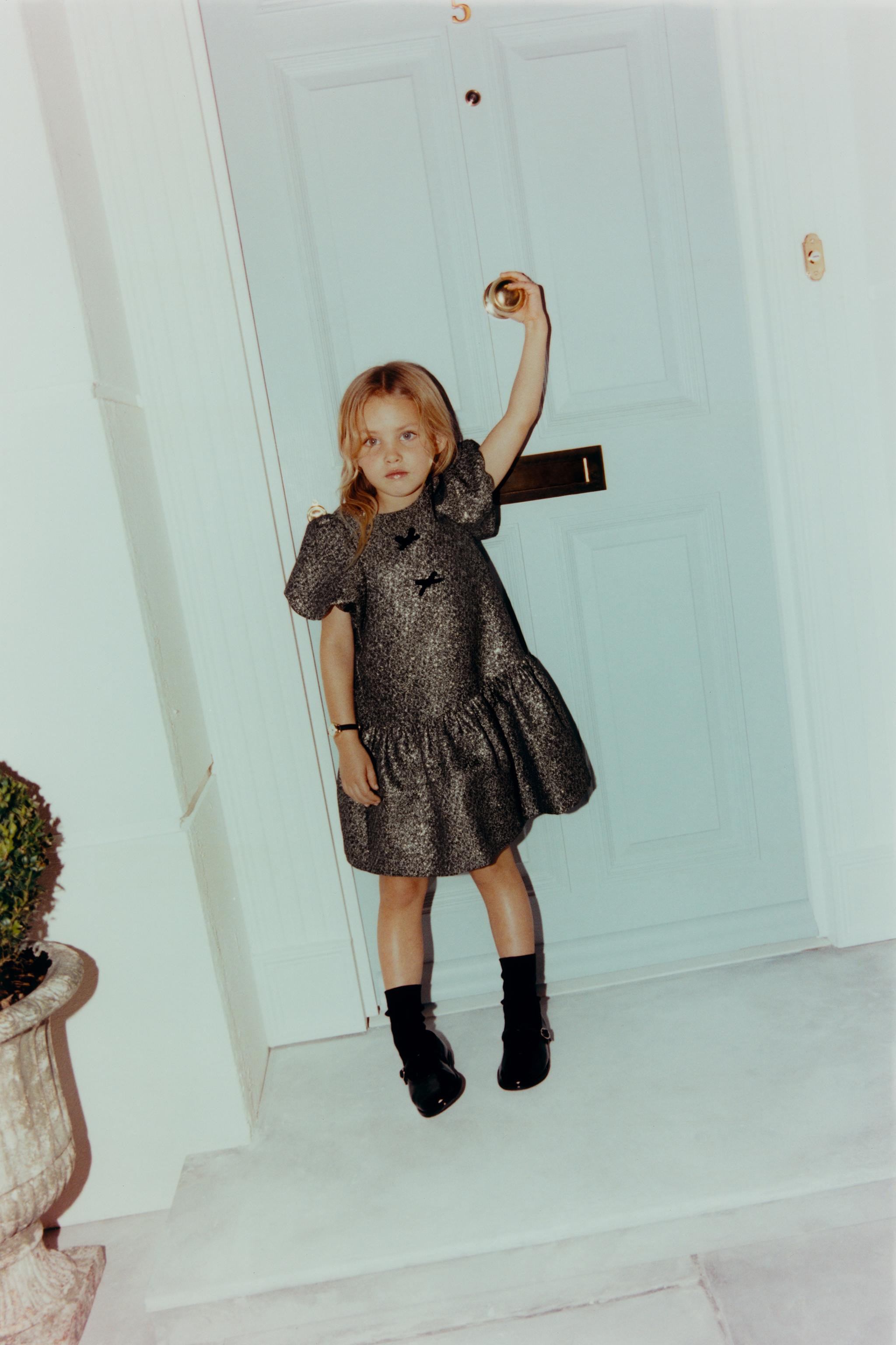 SPARKLY VELVET DRESS WITH BOWS | Zara UK