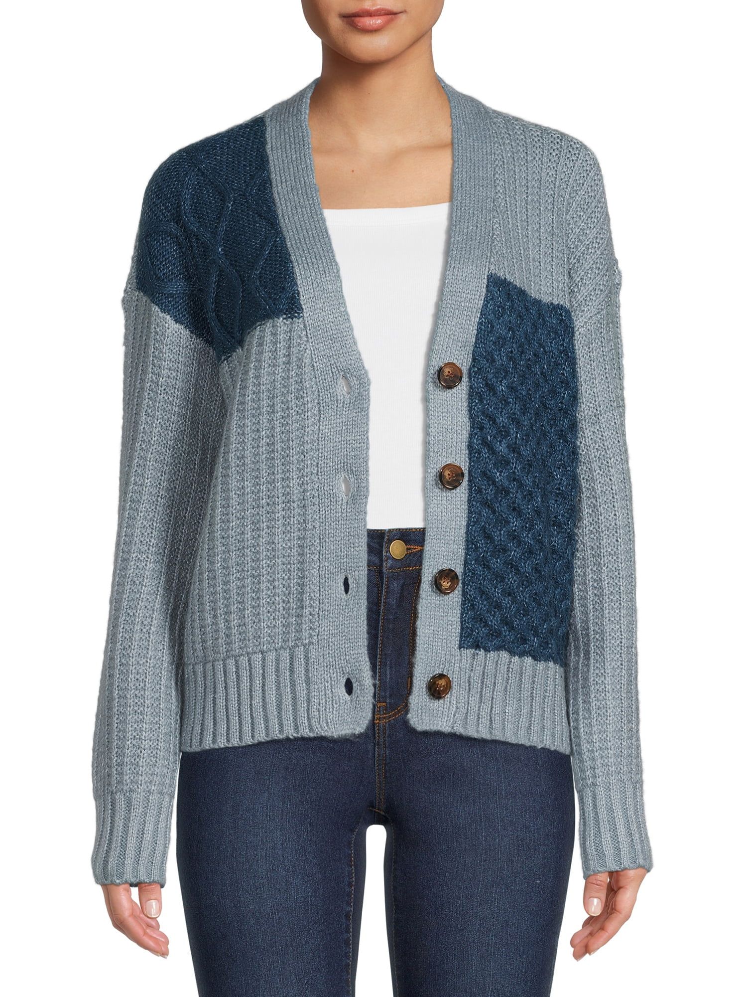 99 Jane Street Women's Colorblocked Cardigan Sweater - Walmart.com | Walmart (US)