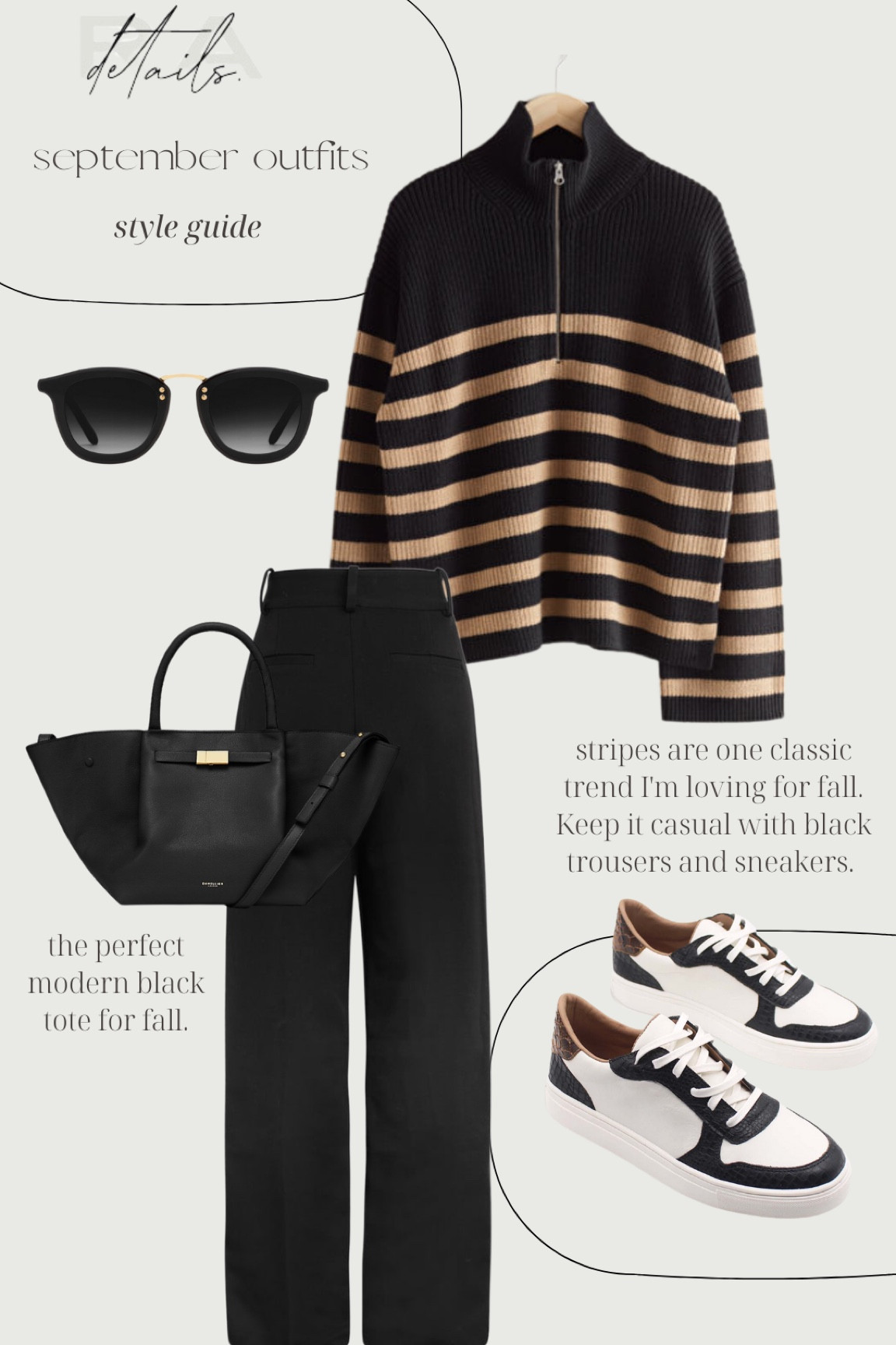 Striped sweater, black trouser. Fall sneakers, fall outfit 

#LTKshoecrush #LTKitbag #LTKstyletip