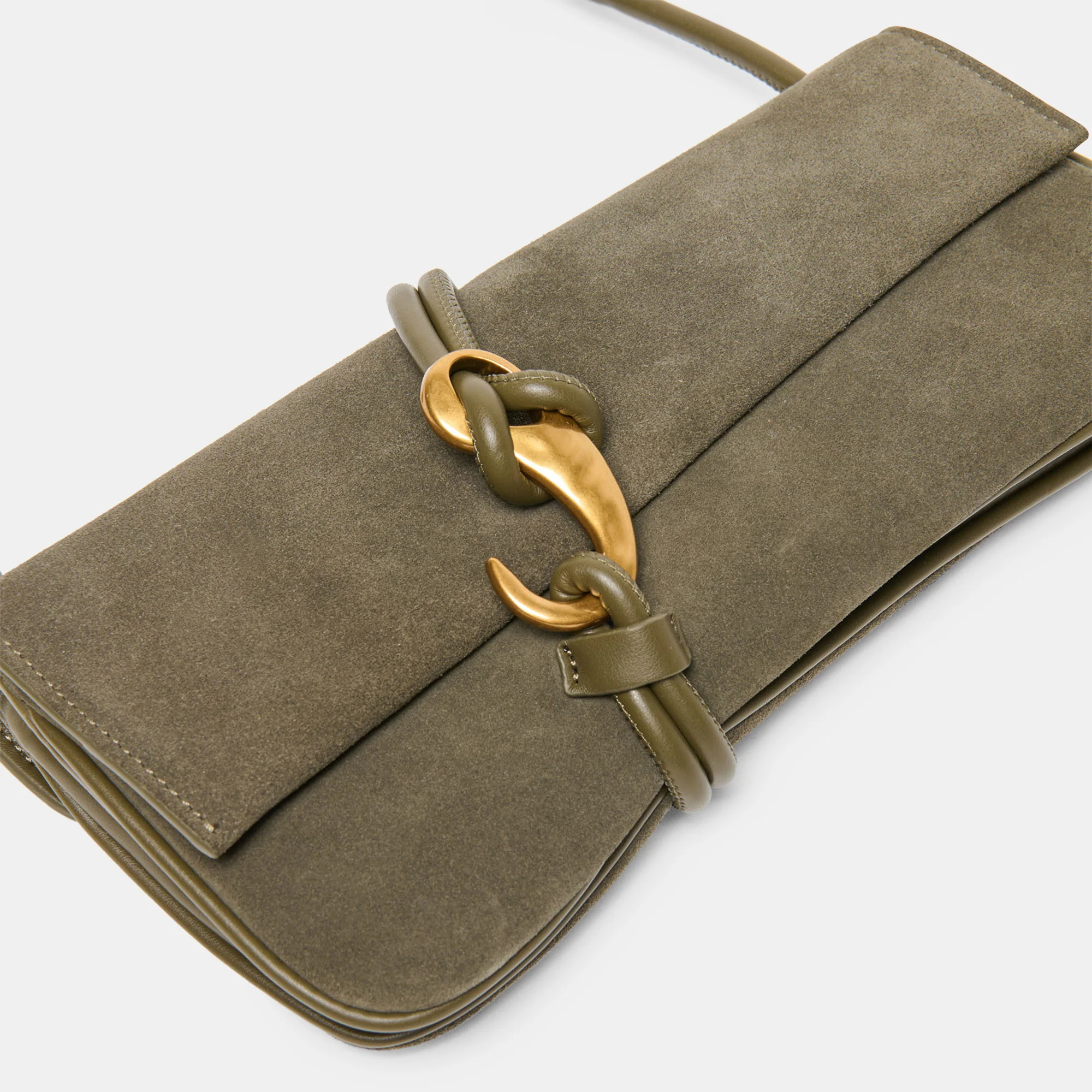 Alice Shoulder Bag Olive Suede | DolceVita.com