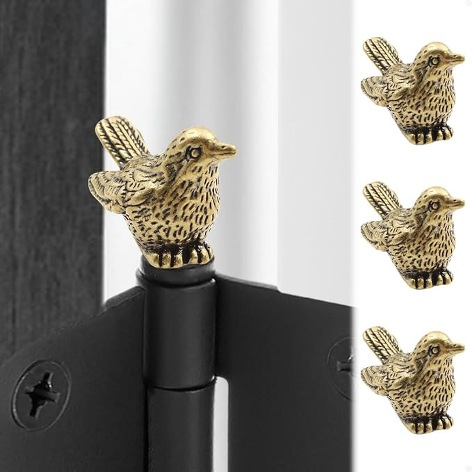 Brass Sparrow Hinge Heads Decorative Topper Set of 3 - Magnetic Hinge Head Toppers - Vintage Bird... | Amazon (US)
