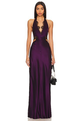 NICHOLAS Kylie Lace Cutout Gown in Boysenberry from Revolve.com | Revolve Clothing (Global)